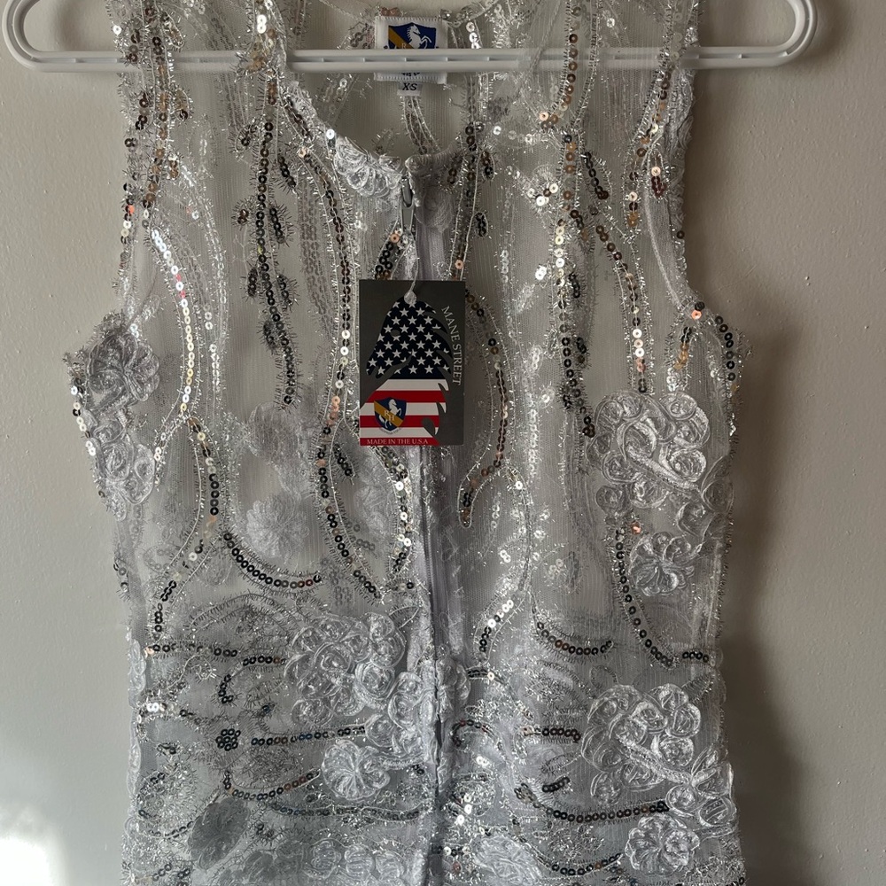 NWT Royal Highness Silver & White Lace Horse Show Vest XS